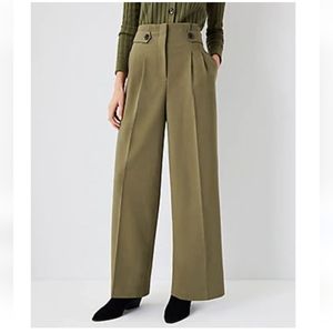 Ann Taylor The Wide Leg Paperbag trouser dress high waist Pant green size 12